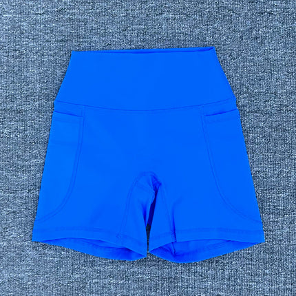Summer Quick Drying Naked Sports Shorts High Waist Tight Yoga Pants Pocket Running Fitness Shorts 125