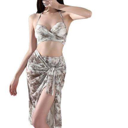 New Hot Girl Bikini Two-Piece Swimsuit for Women, Korean Style Hot Spring Sexy Three-Piece Swimsuit
