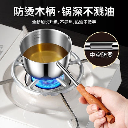 Food-Grade Kitchen Multifunctional Oil Splashing Hot Oil Small Pot Stainless Steel Genuine Oil Frying Pan Oil Pouring Oil Special for Home Use