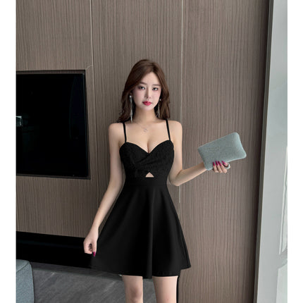 Real Shot 8902 Night Head Shop Sexy Women's Foot Bath Technician Pure Want Low-cut Hollow-out Slim Slim Sling dress
