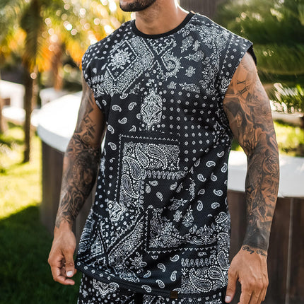 Summer Amazon Independent Station Cross-border 3D Printed Shorts Quick-drying Short-sleeved Shorts Beach Pants Shirt Set Men's