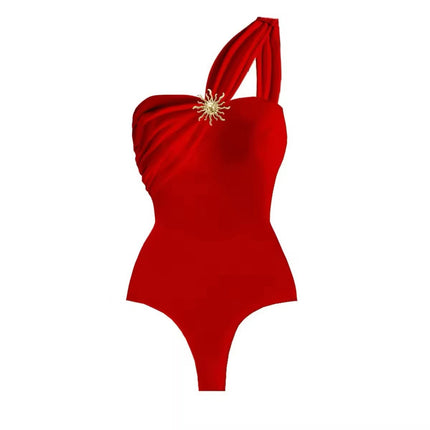 2025 Amazon New Women's Swimsuit AliExpress Solid Color Sexy High-end Fashion Hot Spring Swimsuit Women