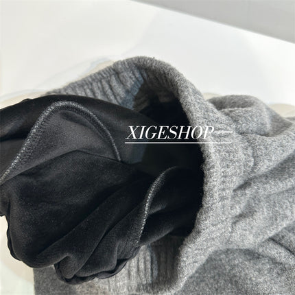 dark gray Cashmere Texted Lazy Wide Leg Floor Pants Women's Winter Thickened fleece-lined Straight Leg Casual Pants