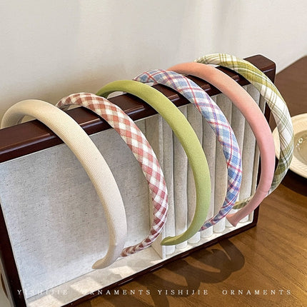 Woven Hair Band Mustard Green High-end Sense Summer Wide-brimmed Sponge Headband Headwear Twist Girl's Internet Celebrity Hair Card for Going Out