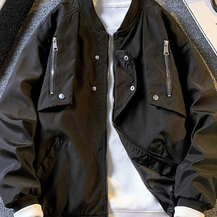 American Retro Bomber Jacket Jacket Men's Spring and Autumn Fried Street Loose Casual Baseball Suit Home Figure# WT198