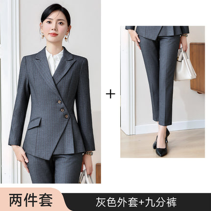 High-end Sense Striped Suit suit Women's 2024 Autumn Fashion Elegant High-end Business Wear Goddess Fan Dress Suit