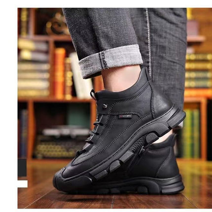 Cold-resistant warm cotton-padded shoes men's warm winter thickened fluff outdoor leather high-top one-piece Northeast snow boots non-slip