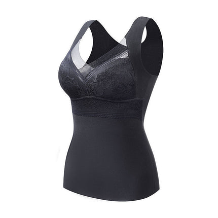 Cross-Border Popular Wearable Thermal Vest Autumn and Winter Body-Shaping Bottoming Women's Tops Without Bra Lace Beautiful Back
