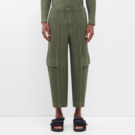 Miyake Clothing Cargo Pants Pleated Men's Army Green Cropped Pants Men's Summer Casual Loose Japanese Style Jf144