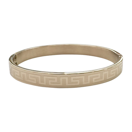 Fashionable Stainless Steel Buckle Bracelets for Men and Women, Great Wall Pattern, Multiple Sizes, Ready-Made Wholesale Accessories