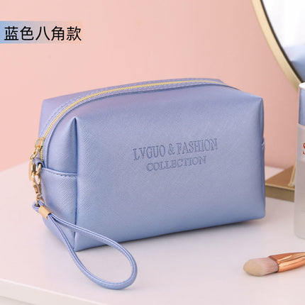 New Cross Pattern Pu Leather Cosmetic Bag Waterproof Storage Toiletry Bag Portable Multi-Functional Skin Care Product Storage Cosmetic Bag
