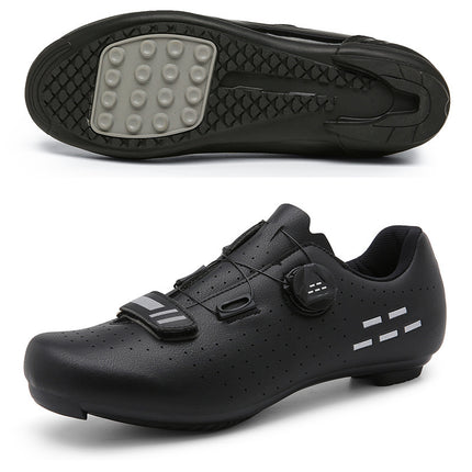 Road Mountain Men's and Women's Locked Bicycle Lockless Shoes Hard Sole Spinning Bicycle Riding Shoes Gym Black