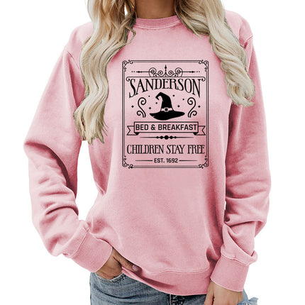 Sanderson Bed Breakfast Printed Round Neck Women's Top Sweatshirt Autumn and Winter Amazon Loose
