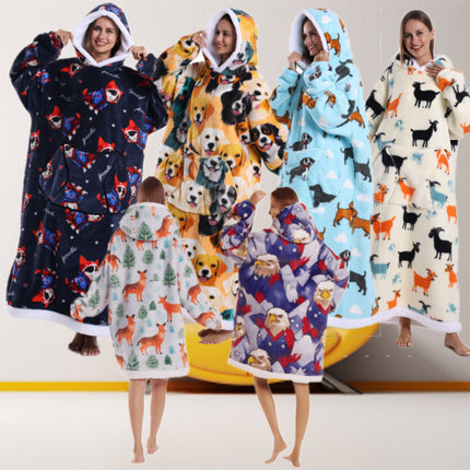 Temutk New Fruit-Themed Adult Sleepwear Autumn and Winter Thermal Wear Unisex Hooded Loungewear Couple Pajamas