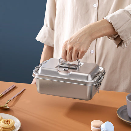 304 Stainless Steel Lunch Box, Double-Layer Sealed Lunch Box for Office Workers and Students, Thickened Large-Capacity Compartmentalized Lunch Box for Steaming Rice
