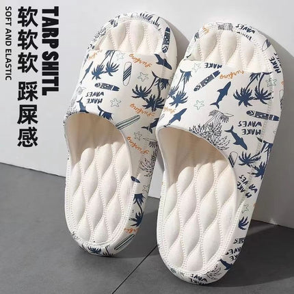 2025 Men's Summer Slippers for Outdoor Wear, Home Use, Bathing, Non-Slip, Comfortable Flat Sandals with Hollow Design
