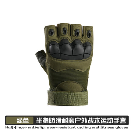 Tactical Full-Finger Gloves for Men, Soft Shell Protective Palm Pads, Touch Screen Combat Training Gloves, Non-Slip Half-Finger Gloves, Cross-Border