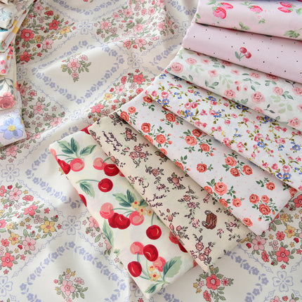 160cm cotton twill fabric pastoral floral cotton fabric handmade clothing bedding cotton flower flower