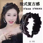 Black bow diamond pleated headband