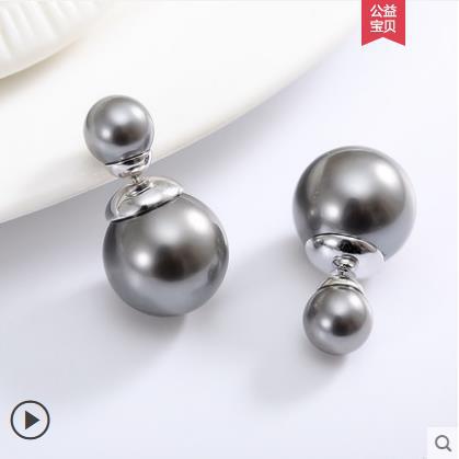 New Korean style star with fashion pearl earrings sweet temperament girl earrings double-sided pearl multi-wear method