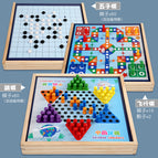[Package 24 Large Wooden] Three-in-one Checkers Gobang Flying Chess