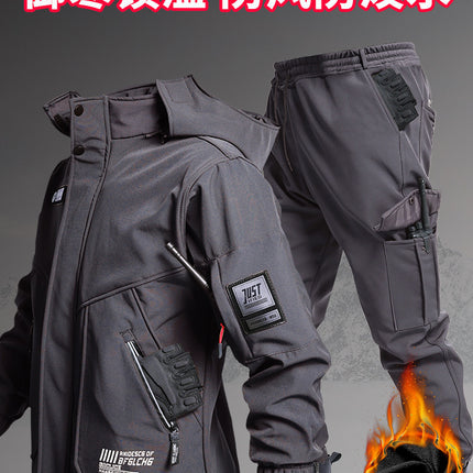 Winter Velvet Water-Style Jacket, Outdoor Work Clothes, Wear-Resistant Work Clothes, Cold and Warm Labor Protection Suit