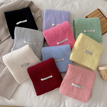 2025 Autumn and Winter New Wool Blended Pure Color Scarf for Female Students Korean Style Simple and Versatile Warm Couple Scarf