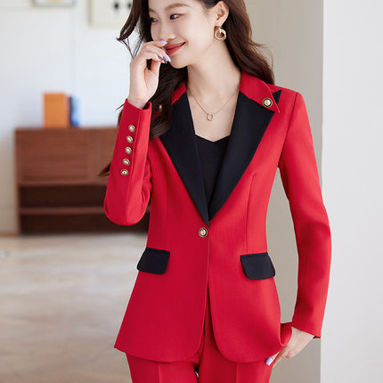 White Suit Jacket Women's 2024 Spring and Autumn New Fashion Sense Contrast Color Temperament Goddess Fan Host Professional suit