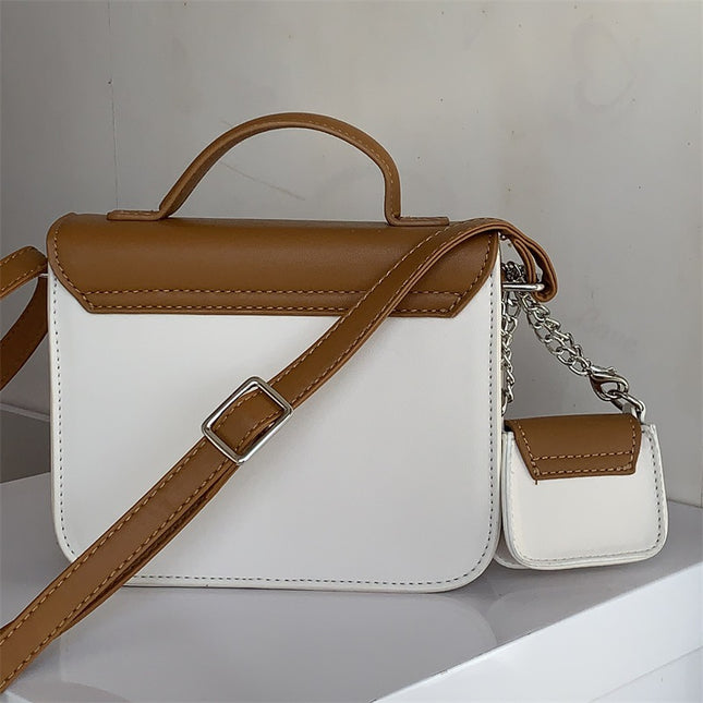 Bag Women's Crossbody Small Square Bag 2023 New Cream Cute Cambridge Bag ins Style High-Level Coloring Shoulder Bag