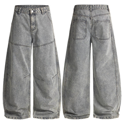Lktm Men's Washed Vintage Deconstructed Slub Casual Pants Unisex Versatile Silhouette Slimming Floor-Length Trousers