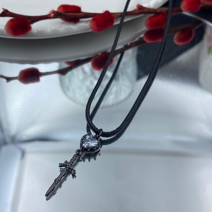 Dark Style Starburst Heart Tassel Pendant Nail Art Bracelet Necklace Handmade Crystal Jewelry Color-Preserving Zircon Accessories