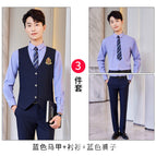 Men's blue vest pants gray shirt / S