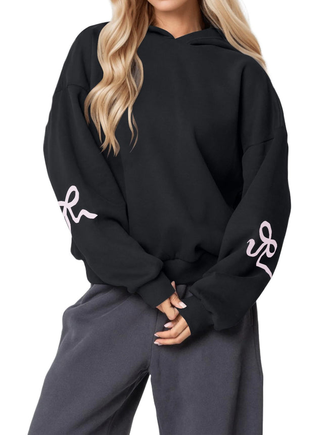 Europe and the United States cross-border pullover Wei hoodie bow autumn and winter round neck long sleeve sweater loose fleece-lined