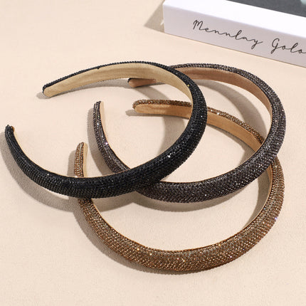 Cross-border new high head full drill super flash hair hoop net red women's sponge hair hoop water drill head hoop hair accessories wholesale