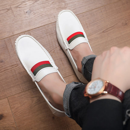 Doug Shoes Men's Summer New Fashion Men's Shoes All-match Men's Comfortable Soft Sole Slip-on Driving Casual Leather Shoes Trendy