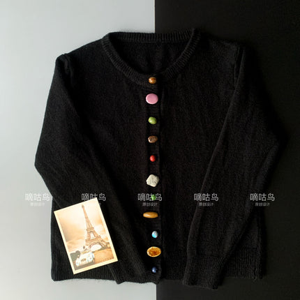 Original design each piece is different knitted vest chic niche antique beaded sleeveless hair clip