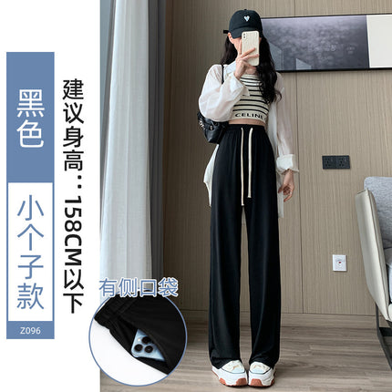 Ice Silk Wide-Leg Pants Women's Summer Thin 2024 New Casual High Waist Dosing Loose Summer Straight Cool Pants
