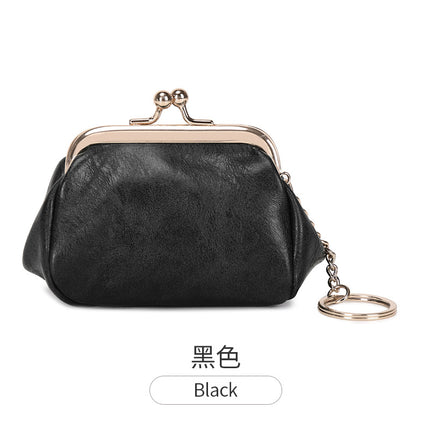 Retro Clip Coin Purse 2024 New Girls Compact Portable Key Bag Solid Color Easiest for Match Coin Storage Bag
