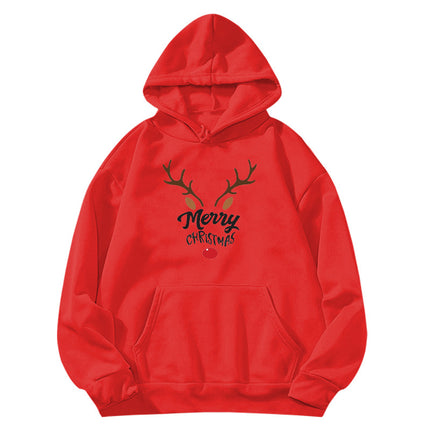 Elk Reindeer Merry Christmas printed hooded sweater European and American women's top coat cross-border