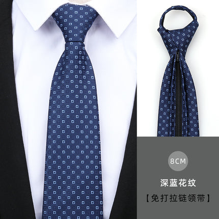 Dress Business Tie Men's and Women's Groom Wedding Black Zipper Korean Narrow No Lazy Striped Bow Tie Plaid