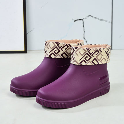 Fashion Rain Boots, Water Shoes for Women, Adult Warm Water Slip Plus Velvet Kitchen Short Rubber Shoes, Rain Boots, Overshoes, Water Boots Wholesale