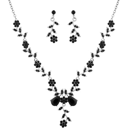 New Cross-Border Wholesale Bridal Rhinestone Water Drop Necklace and Earrings Jewelry Set for Women's Evening Dress Accessories