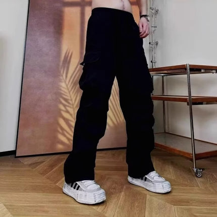 American Retro New Loose Casual Pants Men's Trendy Versatile Pants Summer Thin Drape Wide-Leg Floor-Length Trousers