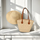 Beige five-strand braid / Hat + bag set