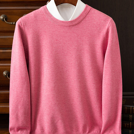 23 Autumn/Winter Wool Sweater Men's Round Neck Sweater Warm Casual Knitted Base Shirt Plus Size Business Gentleman Casual Versatile