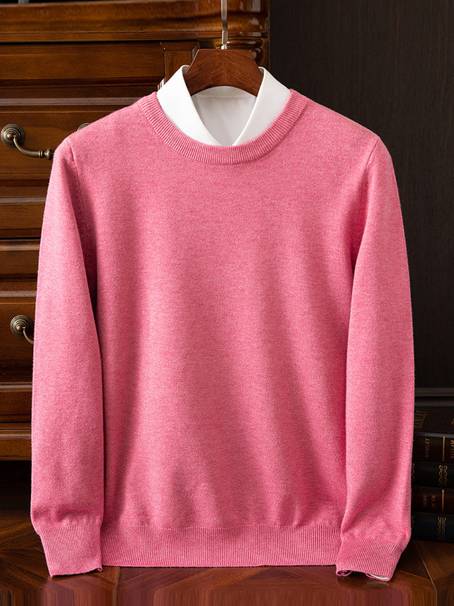 23 Autumn/Winter Wool Sweater Men's Round Neck Sweater Warm Casual Knitted Base Shirt Plus Size Business Gentleman Casual Versatile