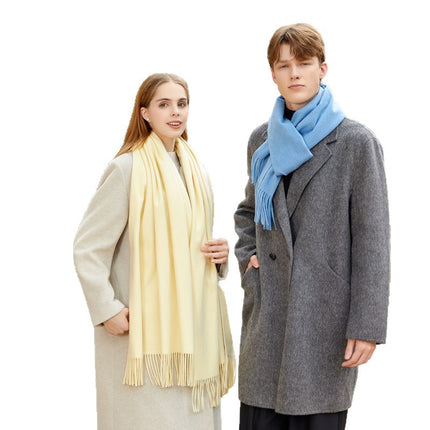 Couple Scarf Women's Winter High-End Wool Scarf Solid Color Versatile Men's Shawl Korean Cashmere Scarf Wholesale