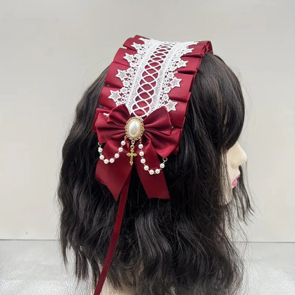 Lolita Hair Band Headwear Lolita Gothic Dark Collection Cross with Angel Handle Sweet Hair Accessories