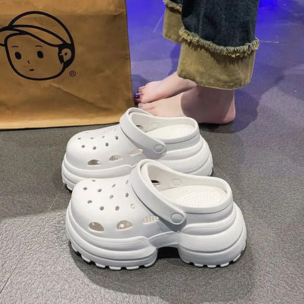 New 10cm Thick-Soled Eva Clogs for Women, Outer Wear, Height-Increasing Toe-Toe Slippers, Women's New High-Heeled Shoes, Women's Sandals