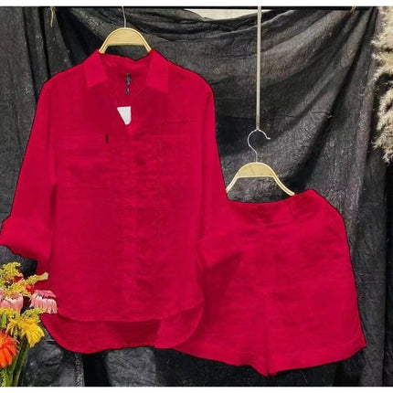 2025 Cross-Border Southeast Asian Summer Fashion Shirt Set Loose Slimming Look Casual Comfortable Two-Piece Set Wholesale